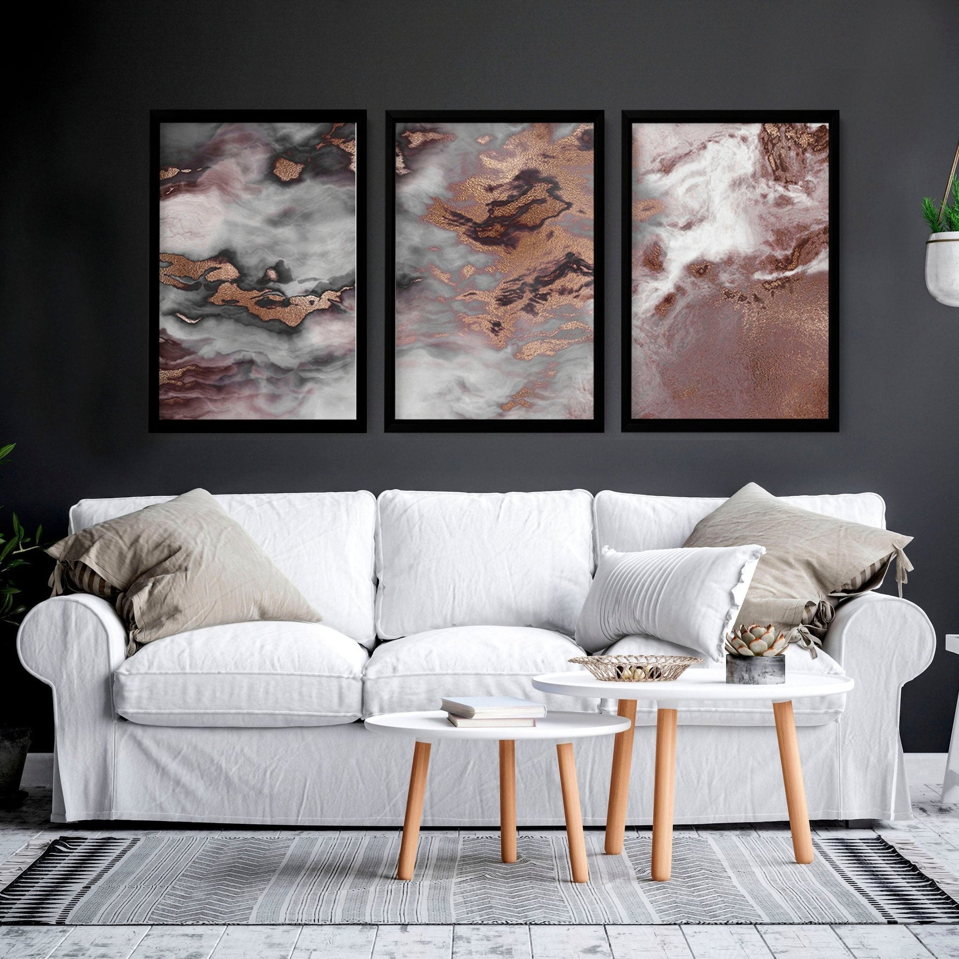 Contemporary Wall Art Decor | set of 3 framed wall art prints