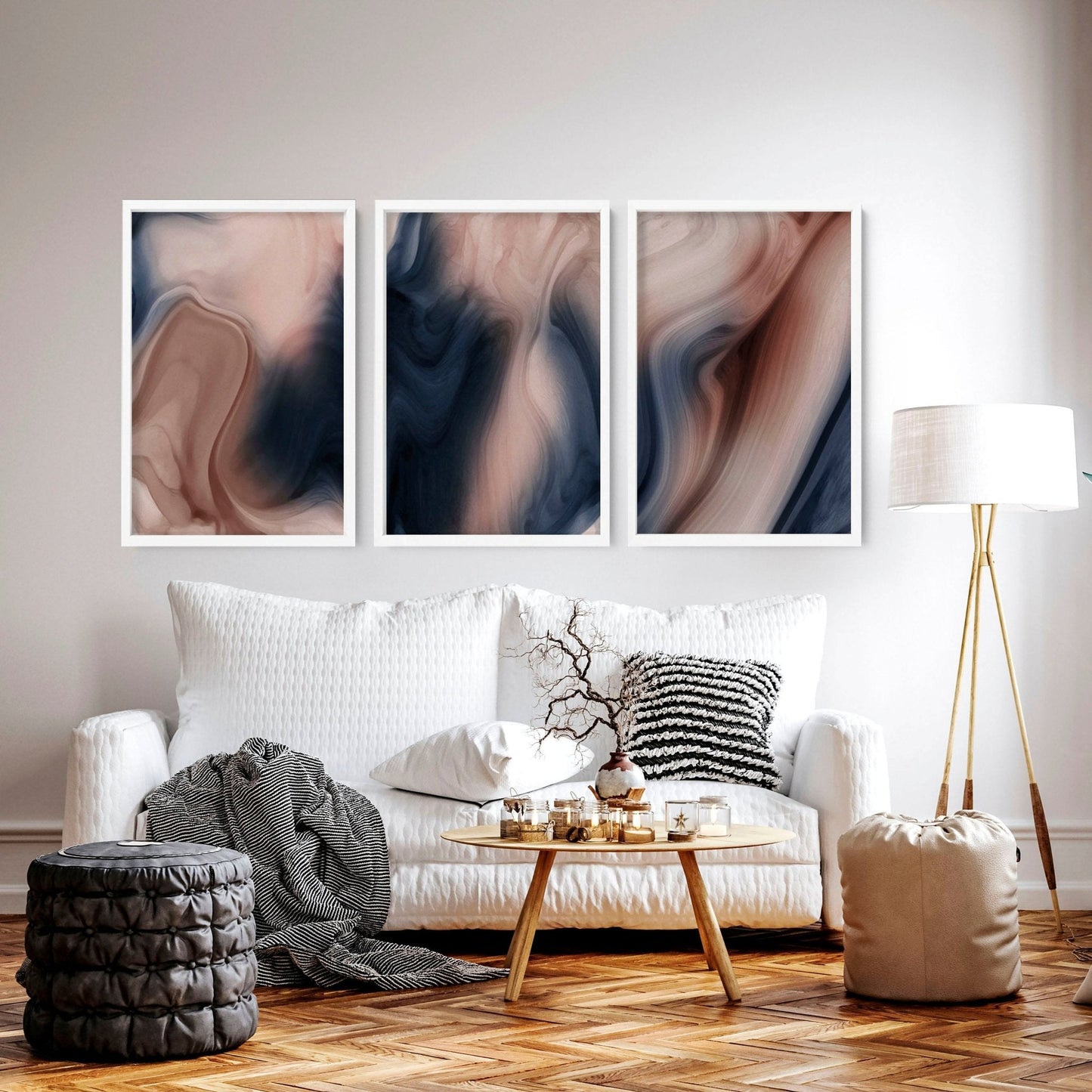 Contemporary wall art for living room | set of 3 framed wall art prints