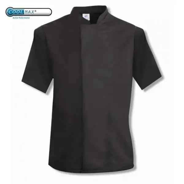 Coolmax Chefs Jacket Short Sleeve Black - White