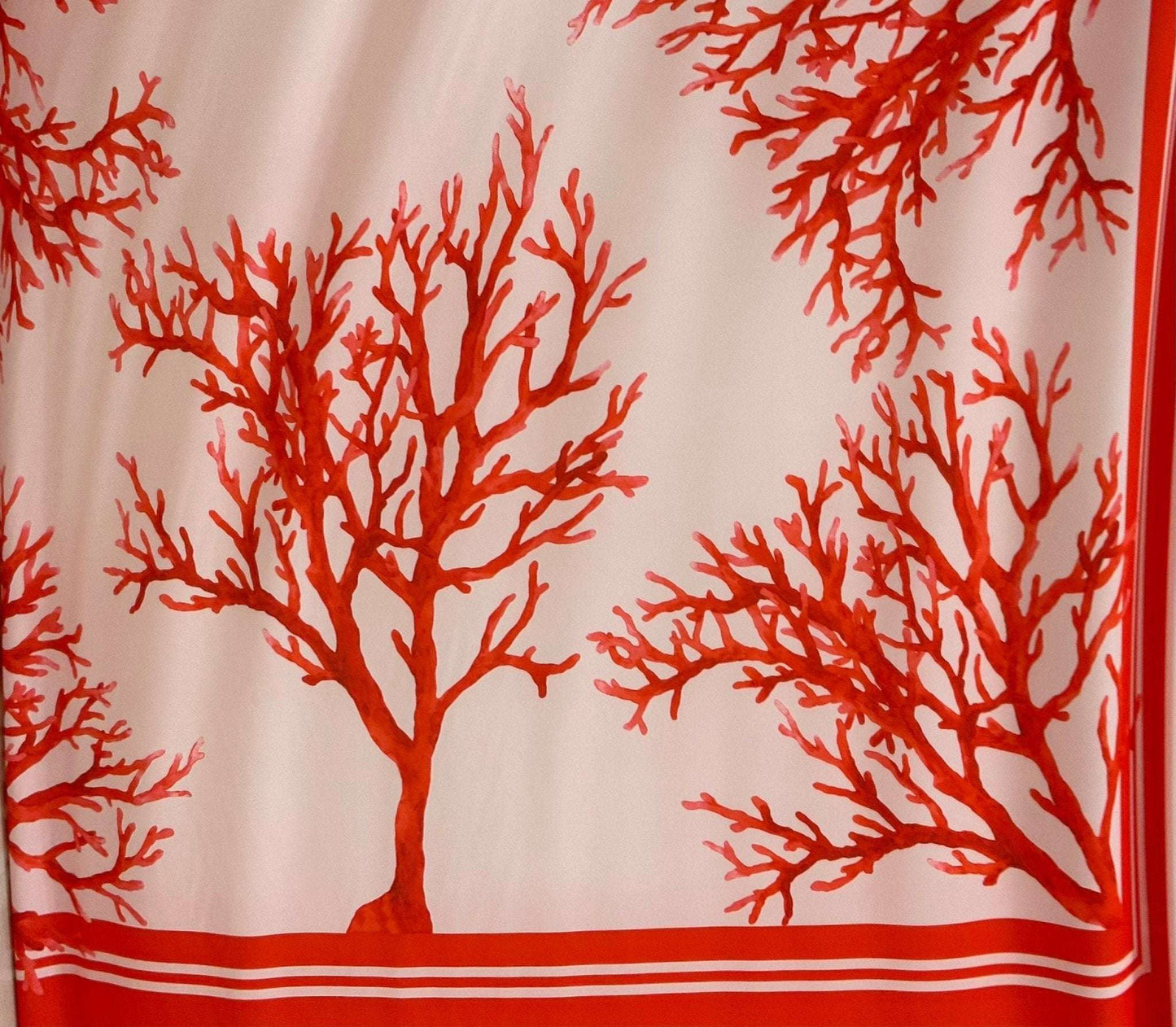 Coral Pattern Silky Crepe Fabric by Metre