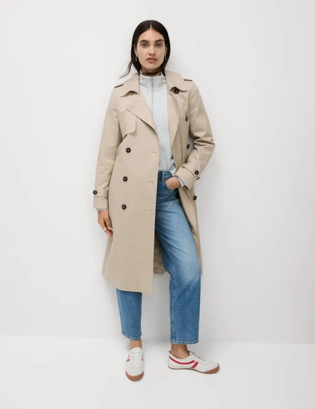 Cotton Rich Belted Longline Trench Coat