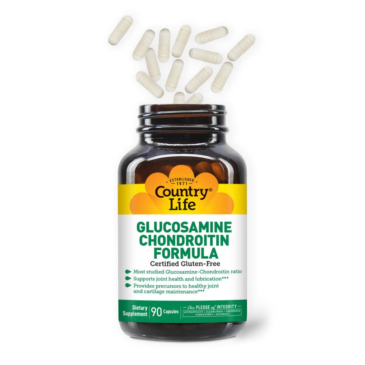 Country Life Glucosamine Chondroitin 1500/1200 mg – Supports Joint Health & Lubrication | 90 Capsules