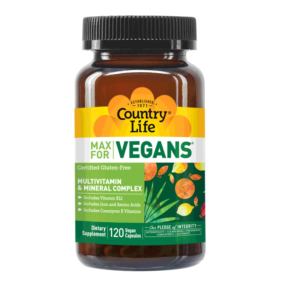 Country Life Max for Vegans - 120 Vegan Capsules - Daily Multivitamins - Immune Support Supplement - Gluten-Free