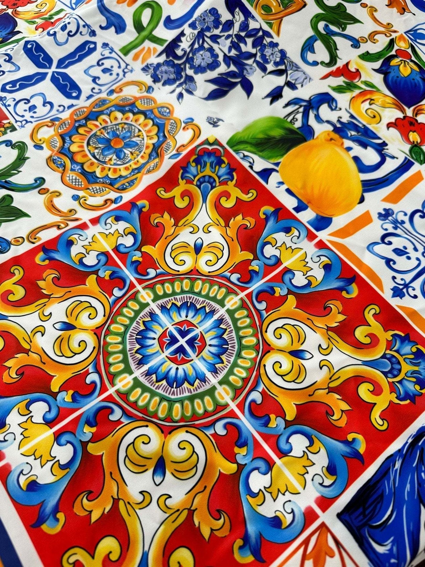 Sicilian Print Silky Crepe Fabric by Metre
