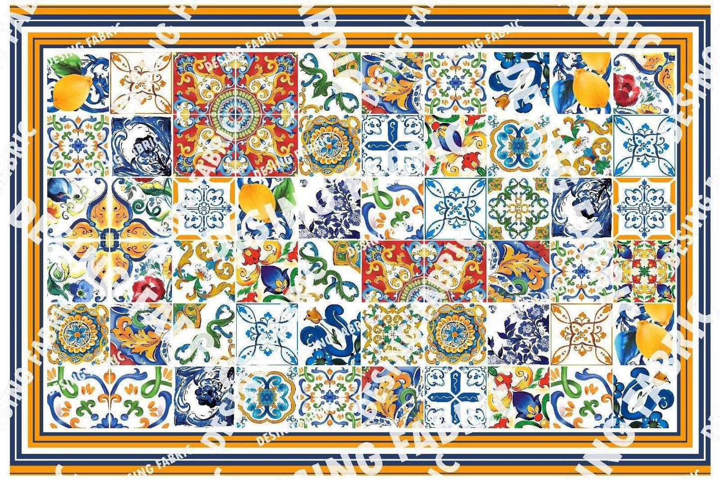 Sicilian Print Silky Crepe Fabric by Metre