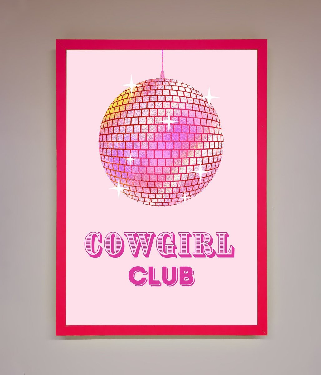 Cowgirl Club Disco Ball Framed Print