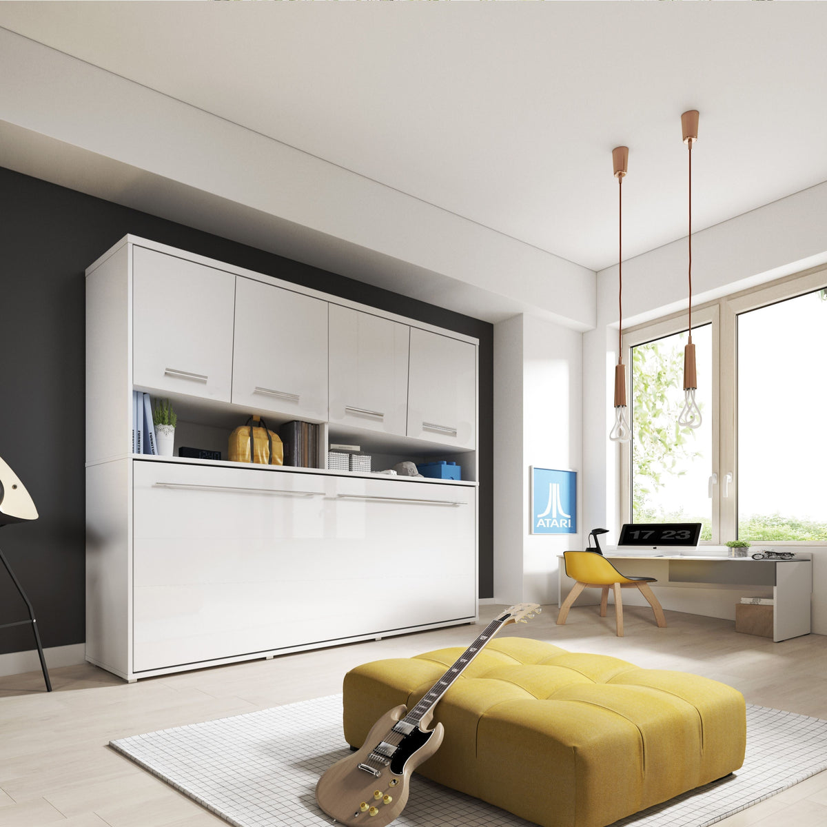 CP-06 90 × 200cm Horizontal Wall Bed + Over-Bed Storage