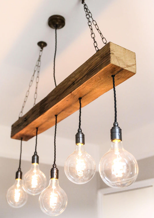 Crafted Oak Beam Chandelier 1m 5 lamp holders
