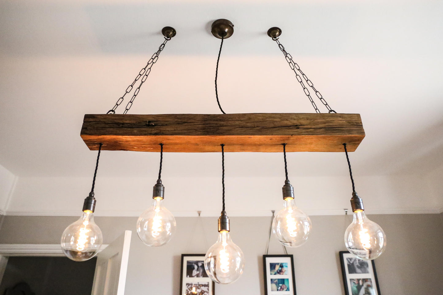 Crafted Oak Beam Chandelier 1m 5 lamp holders