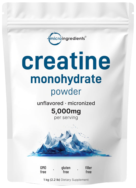 Instant Creatine Monohydrate Powder 1 kg – 5000 mg/serving, Unflavored, Pure