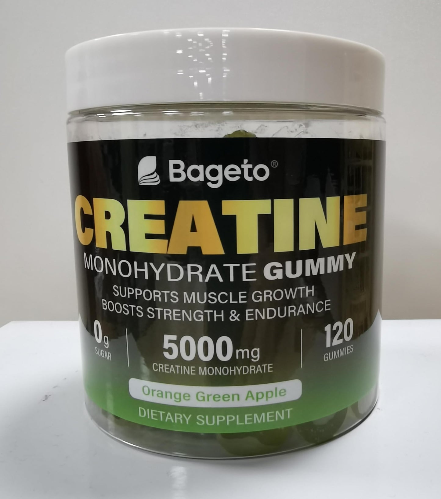 Creatine Monohydrate Gummies 5000mg – 120 Count for Men & Women | Sugar Free Pre-Workout (Orange & Green Apple)