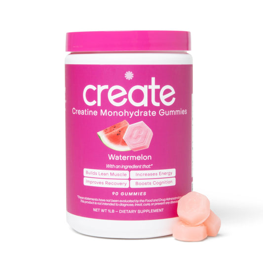 Create Creatine Monohydrate Gummies – 1.5g per Gummy, Vegan, Anti-Melt, Orange Flavor