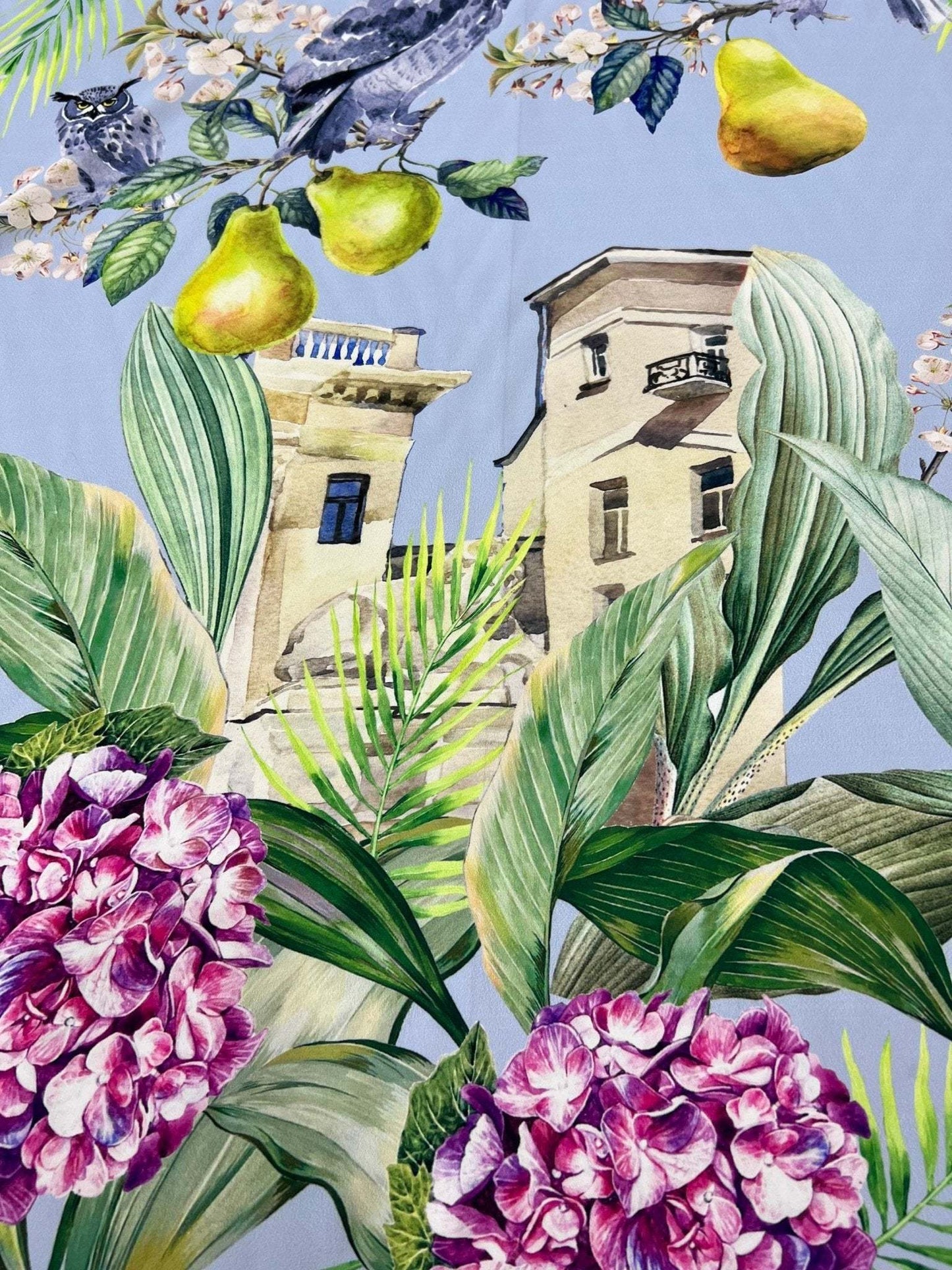 Tropical Parrot Print Crepe Fabric by Metre