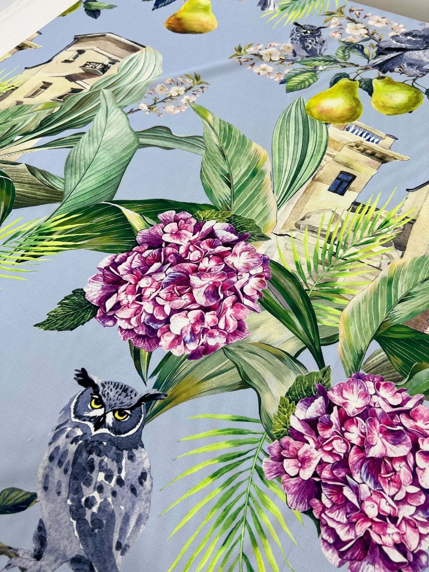 Tropical Parrot Print Crepe Fabric by Metre
