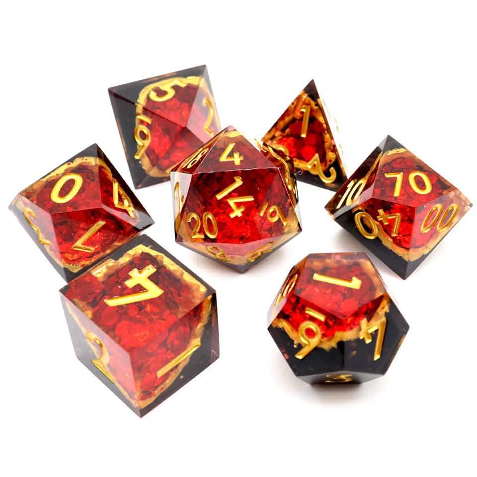 Crimson Abyss | Sharp Edge Dice | Resin | 7 Piece Set