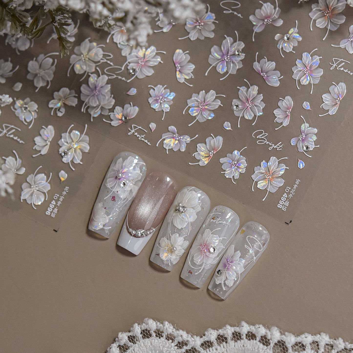 Hello Claws | Crystal Flower Diamond Nail Deco Sticker