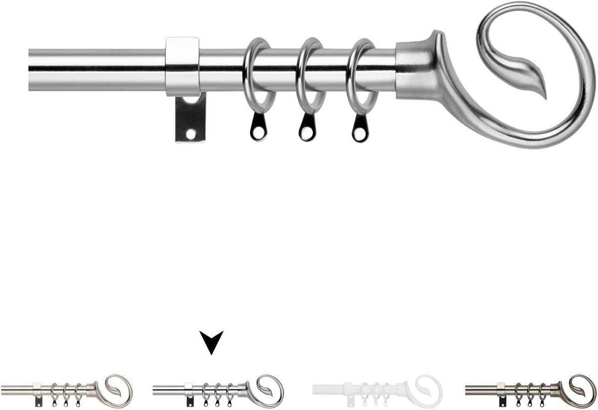 Curtain Pole Adjustable Length 130-240cm Chrome Ø16/19mm