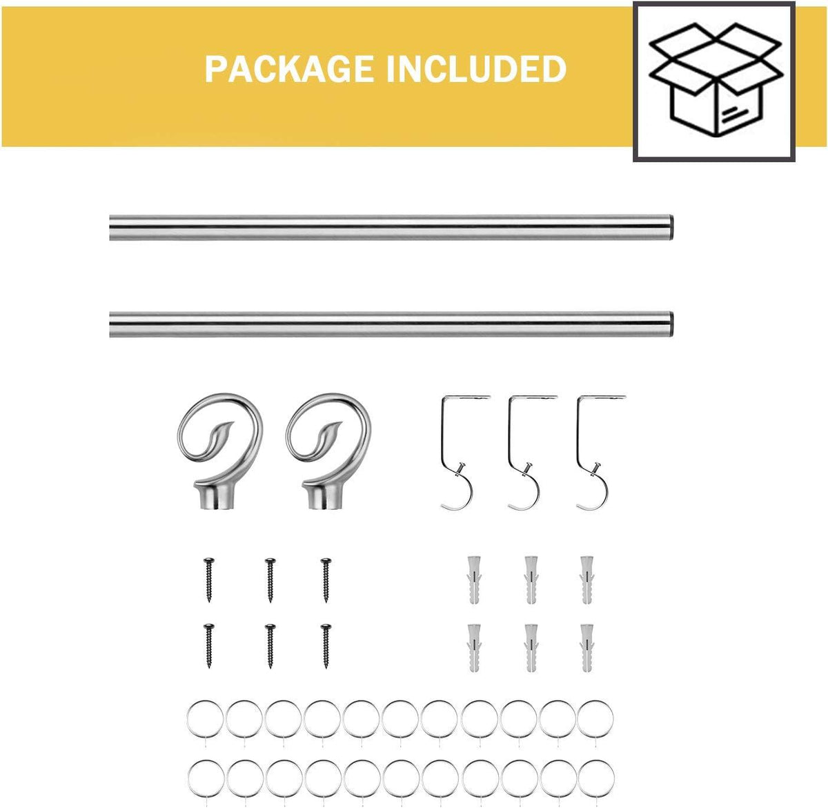 Curtain Pole Adjustable Length 130-240cm Chrome Ø16/19mm