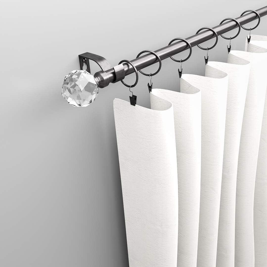 Extendable Curtain Pole Metal 25/28mm 130-240cm Black Nickel WL.Rocaille