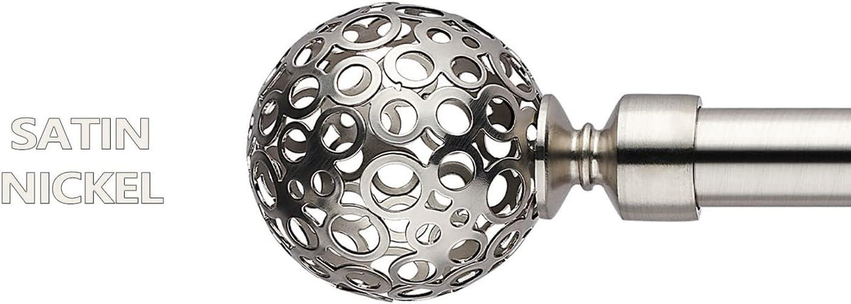 Curtain Pole Globe Ball finials Extendable Curtain Pole 120-300 cm Satin