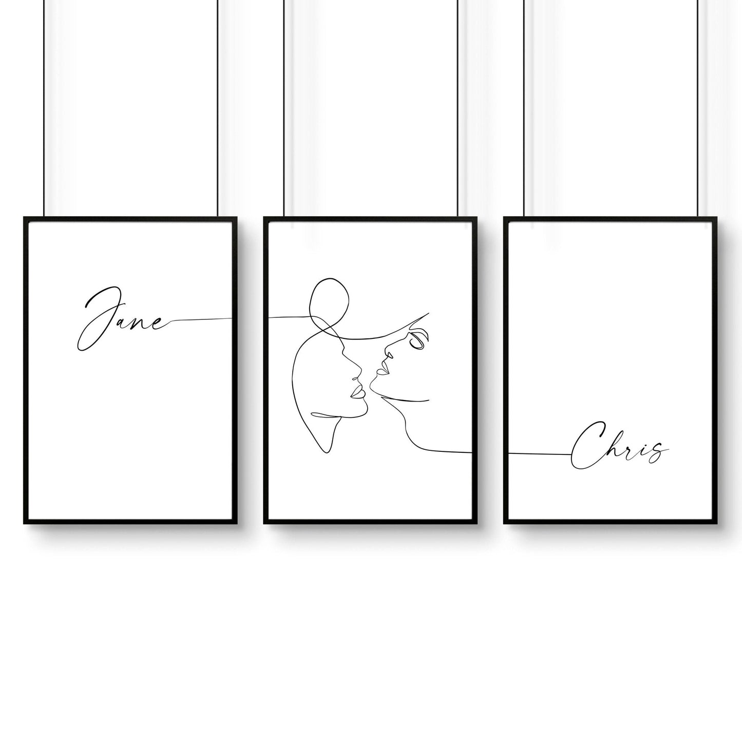 Custom valentines gift | set of 3 wall art prints for Bedroom