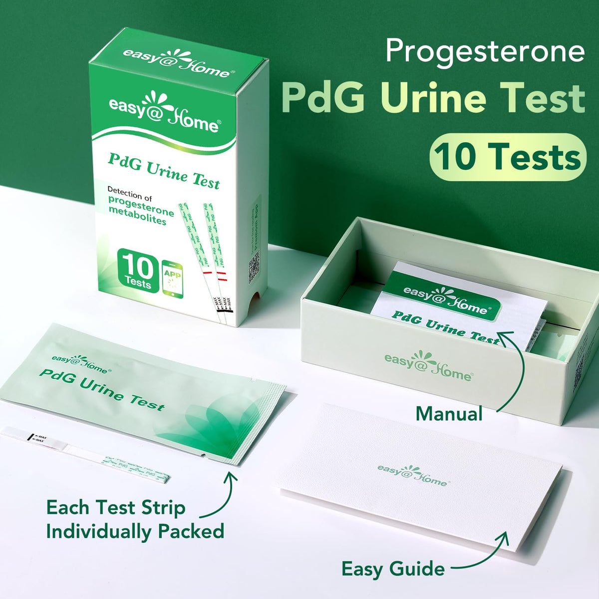 Easy@Home PdG Test Strips 10 Pack – Ovulation Tracking with Premom App