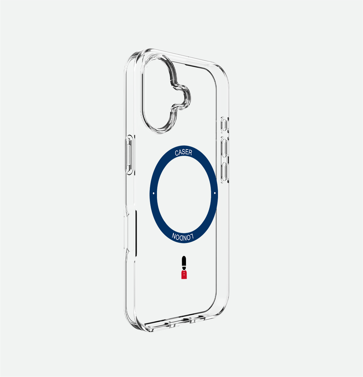 Slim Clear iPhone 16 Pro Max Case with Royal Blue MagSafe Ring - King's Guard | The Iconic Case