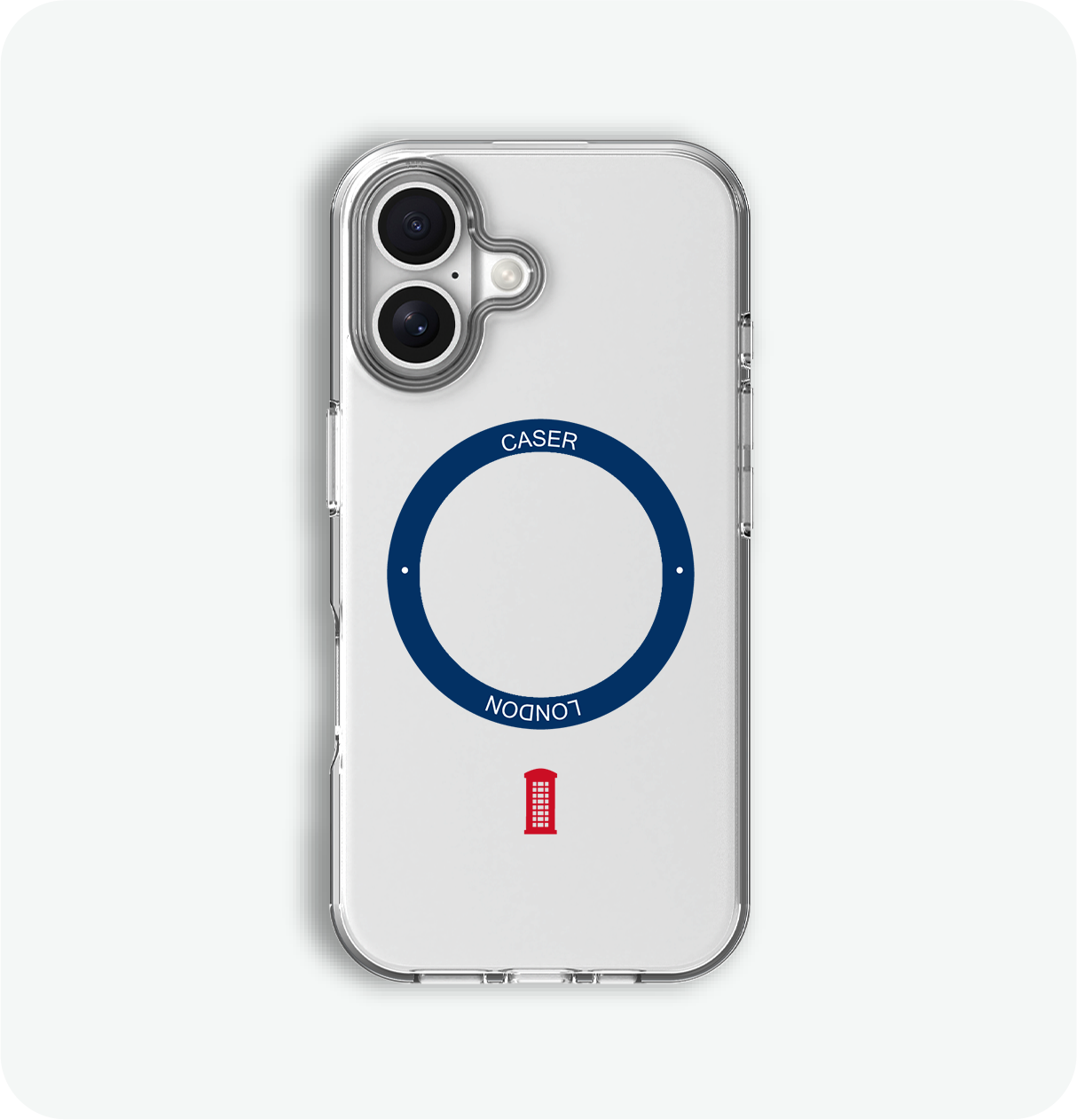 Slim Clear iPhone 16 Pro Max Case with Royal Blue MagSafe Ring - Telephone Box | The Iconic Case