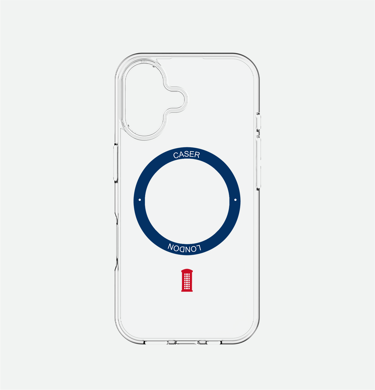 Slim Clear iPhone 16 Pro Max Case with Royal Blue MagSafe Ring - Telephone Box | The Iconic Case