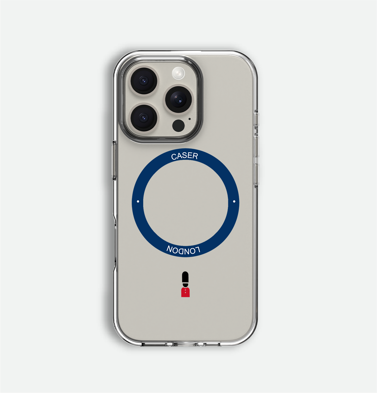 Slim Clear iPhone 16 Pro Case with Royal Blue MagSafe Ring - King's Guard | The Iconic Case