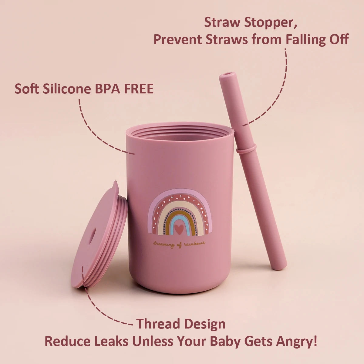 Silicone Baby Straw Cup - BPA-Free Anti-Hot Toddler Sippy Cup