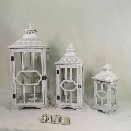 74/56/39CM SET 3 WOODEN LANTERNS