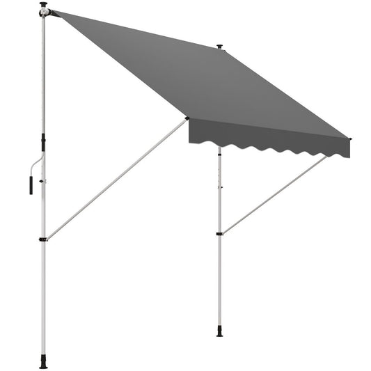 Outsunny  3x1.5m  Adjustable Outdoor Aluminium Frame Awning Grey Grey 300cm x 150cm x 0cm