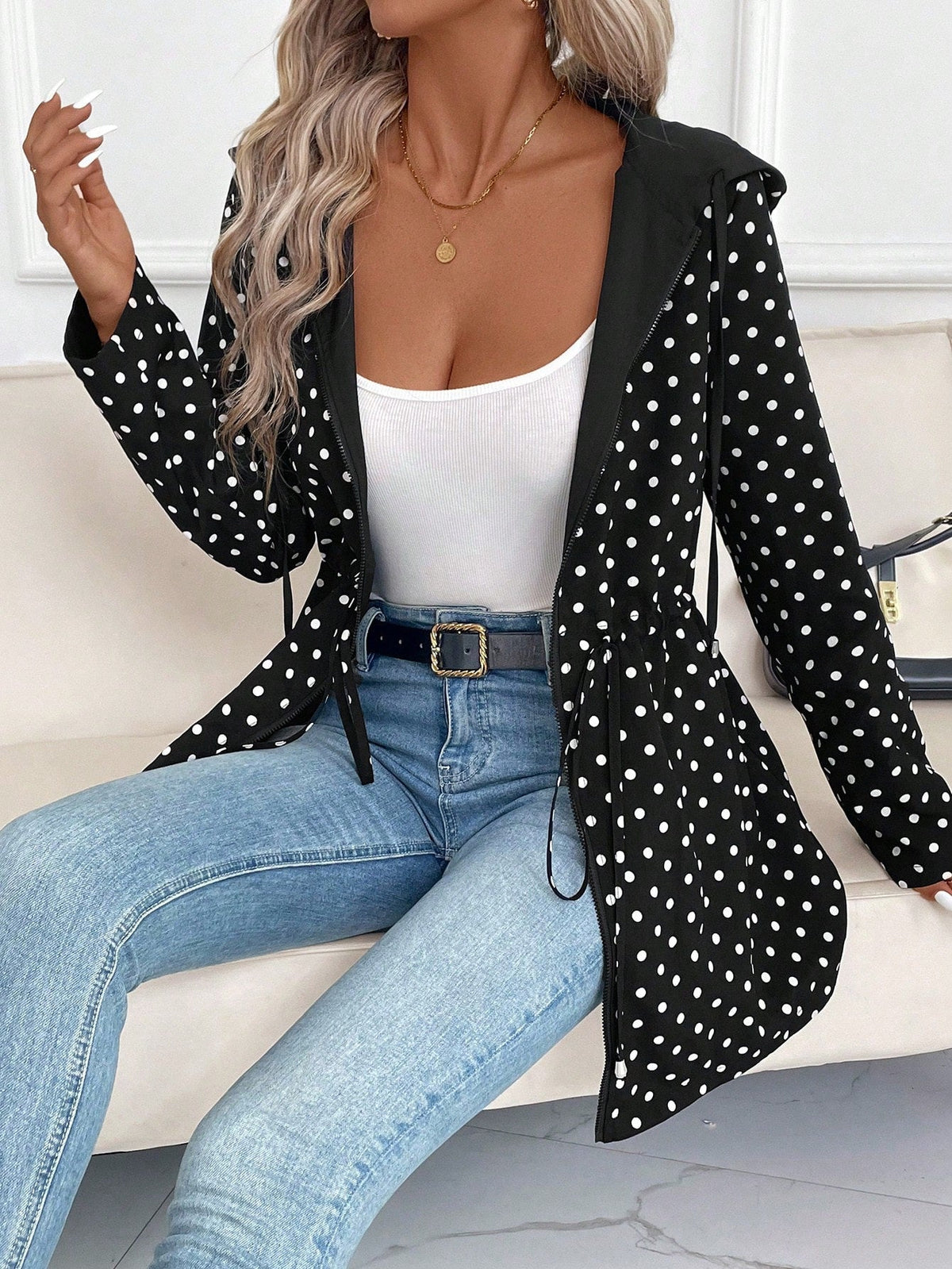 Women's Double-sided Reversible Hooded Zipper Jacket