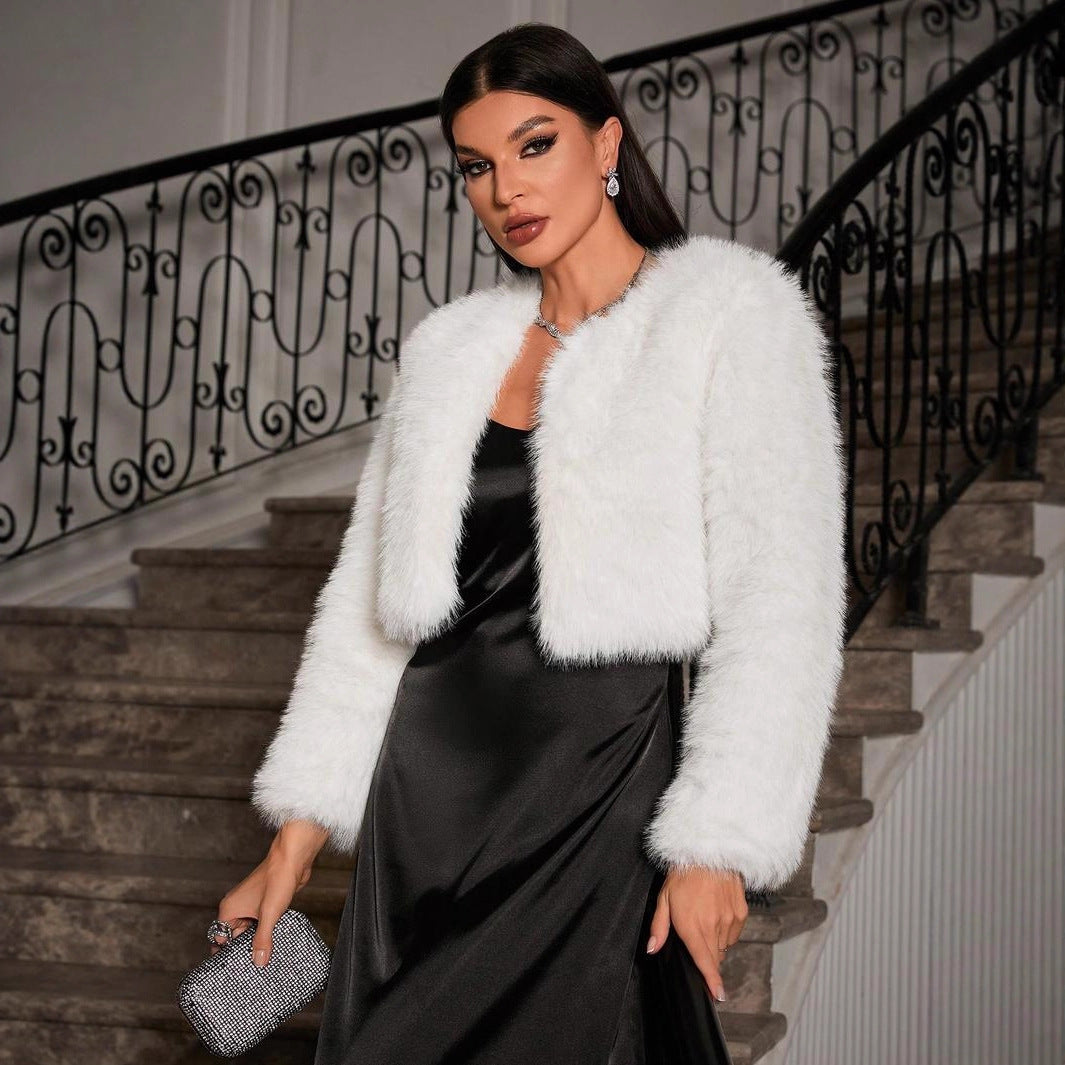 Fashionable Winter Wear Thickened Warm Long-sleeved Cardigan Fur Coat