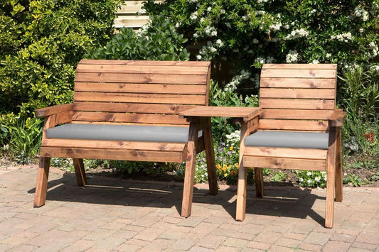 Charles Taylor Trading Three Seat Companion Set Straight With Grey Cushion Brown