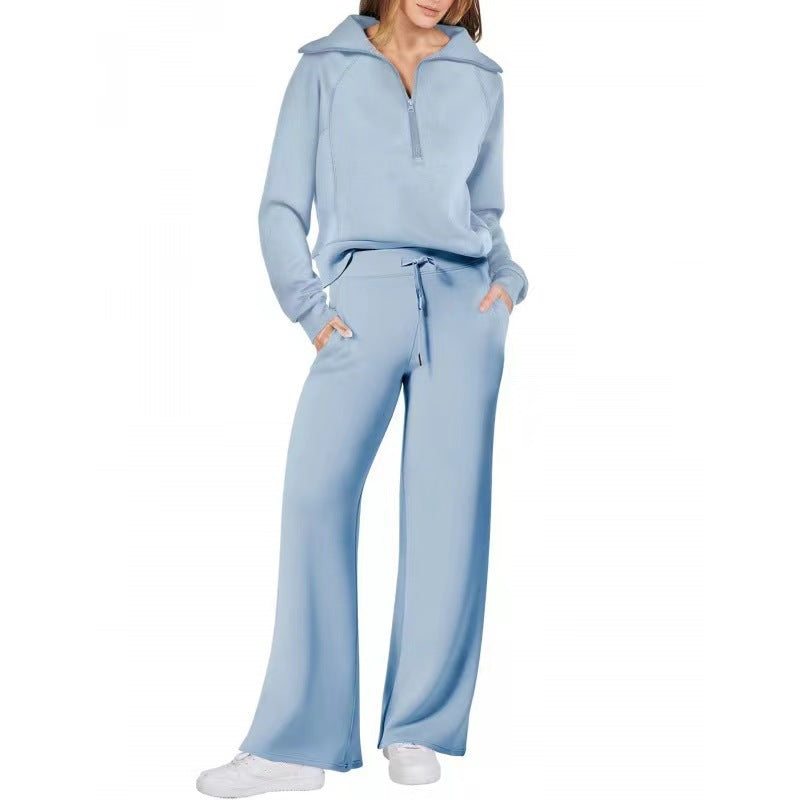 Europe And America Foreign Trade Autumn And Winter Fashion Casual Sport Two-piece Set For Women
