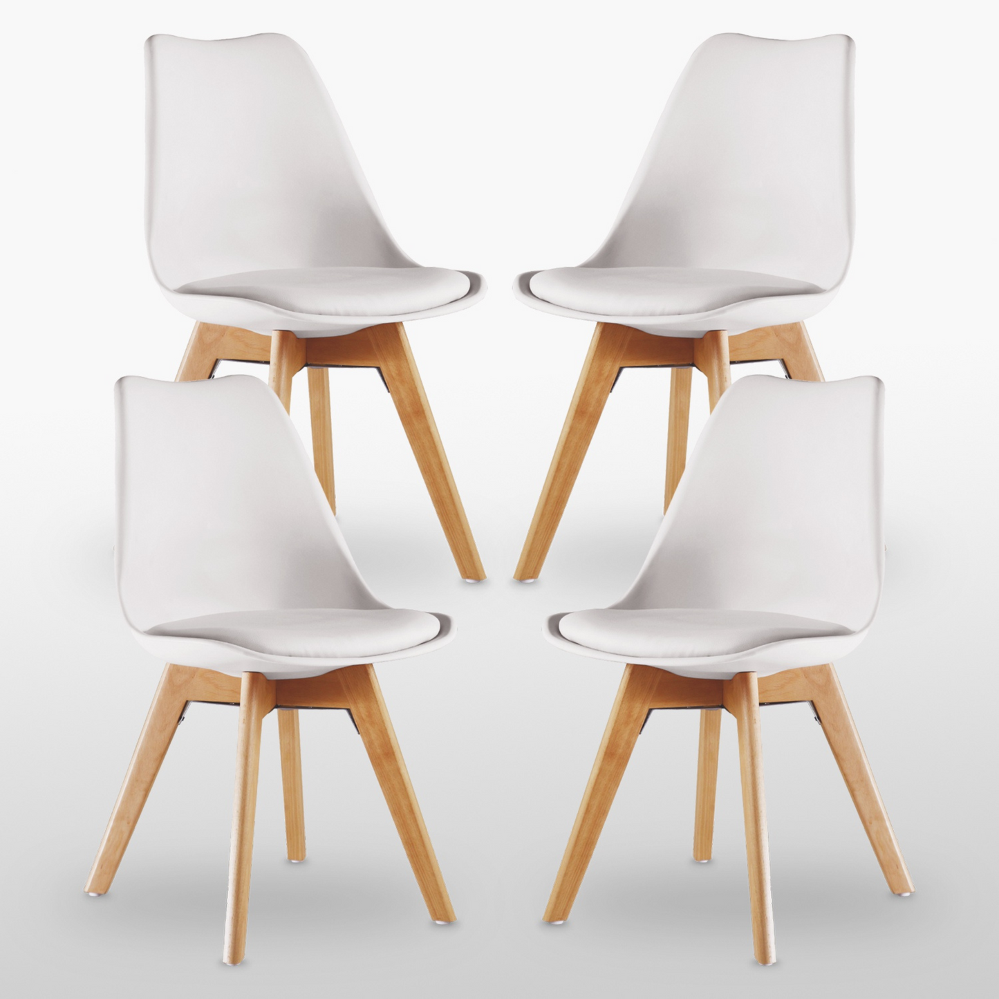 5PCs Dining Set - a Black Halo Dining Table & Set of 4 Lorenzo Tulip chairs with Padded Seat