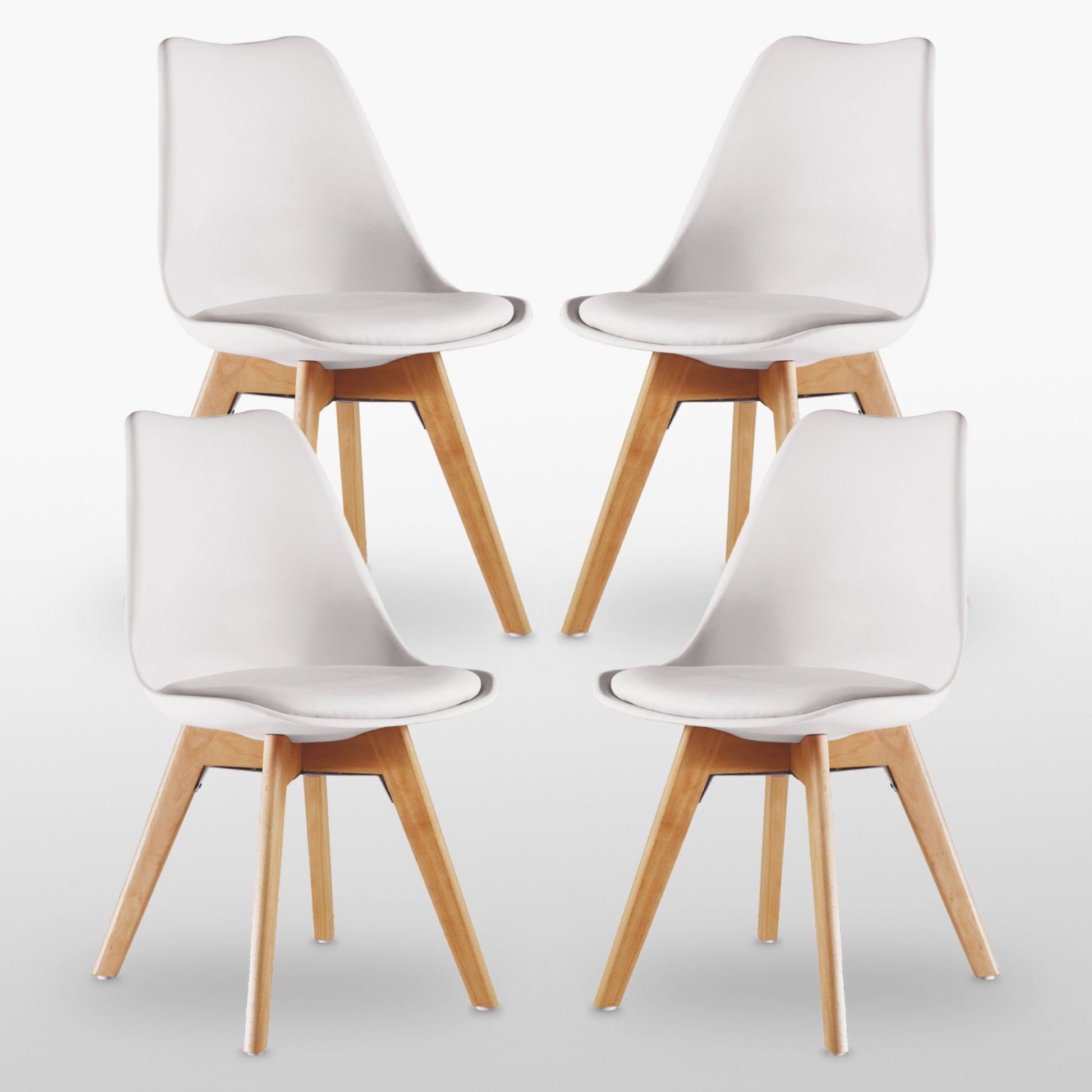 5PCs Dining Set - a Black Halo Dining Table & Set of 4 Lorenzo Tulip chairs with Padded Seat