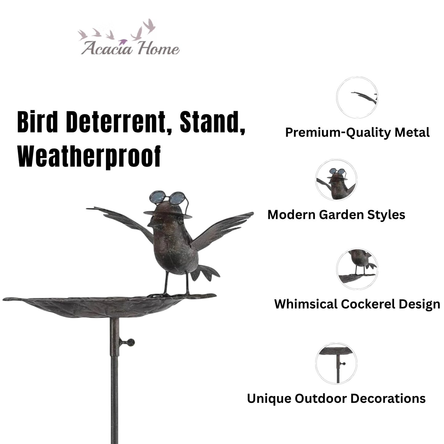 50" METAL BIRD FEEDER GARDEN STAKE