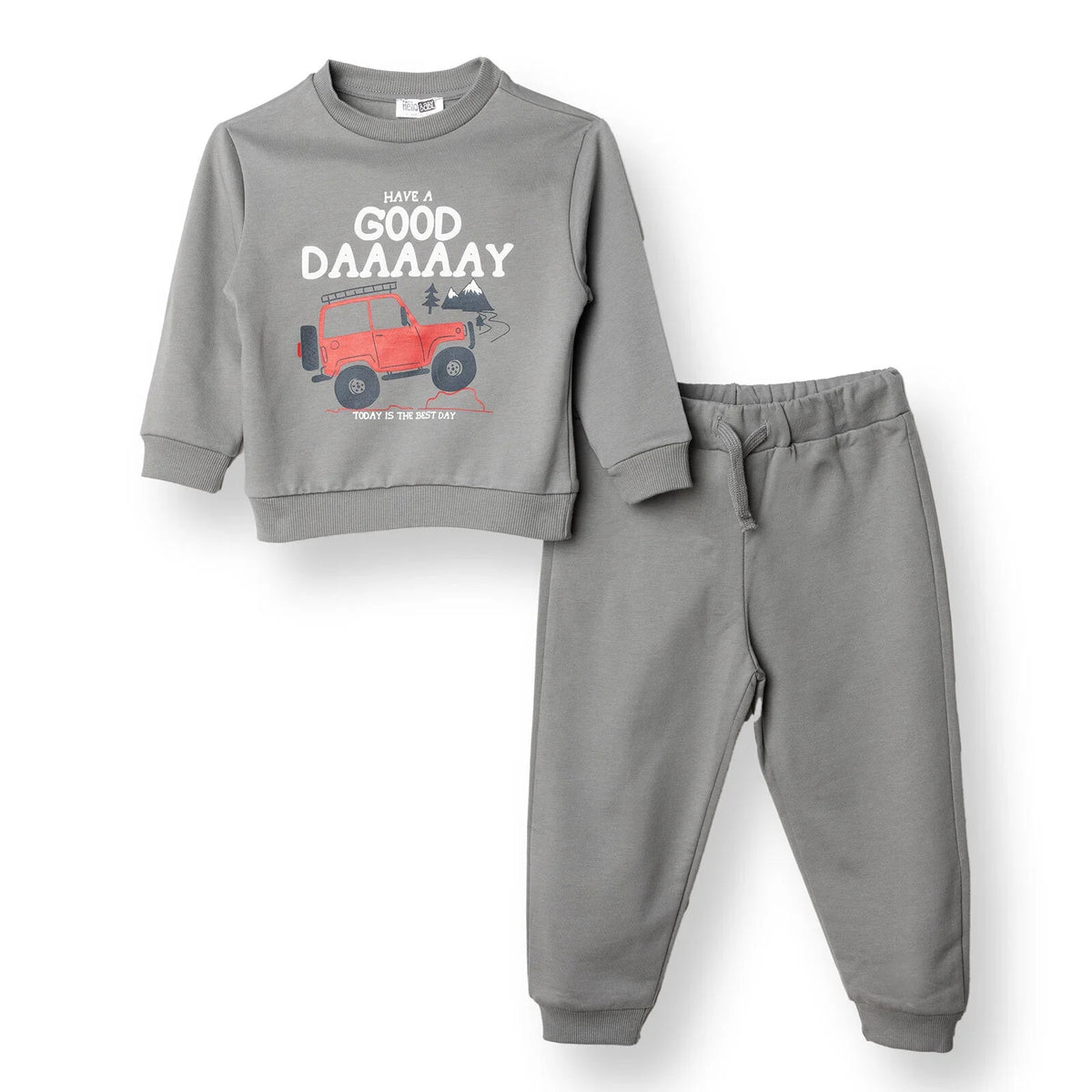 HelloBaby "Have a Good Daaaaay" Slogan Brushed Baby Sweatshirt & Joggers Set (3-6 Months to 4-5 Years)