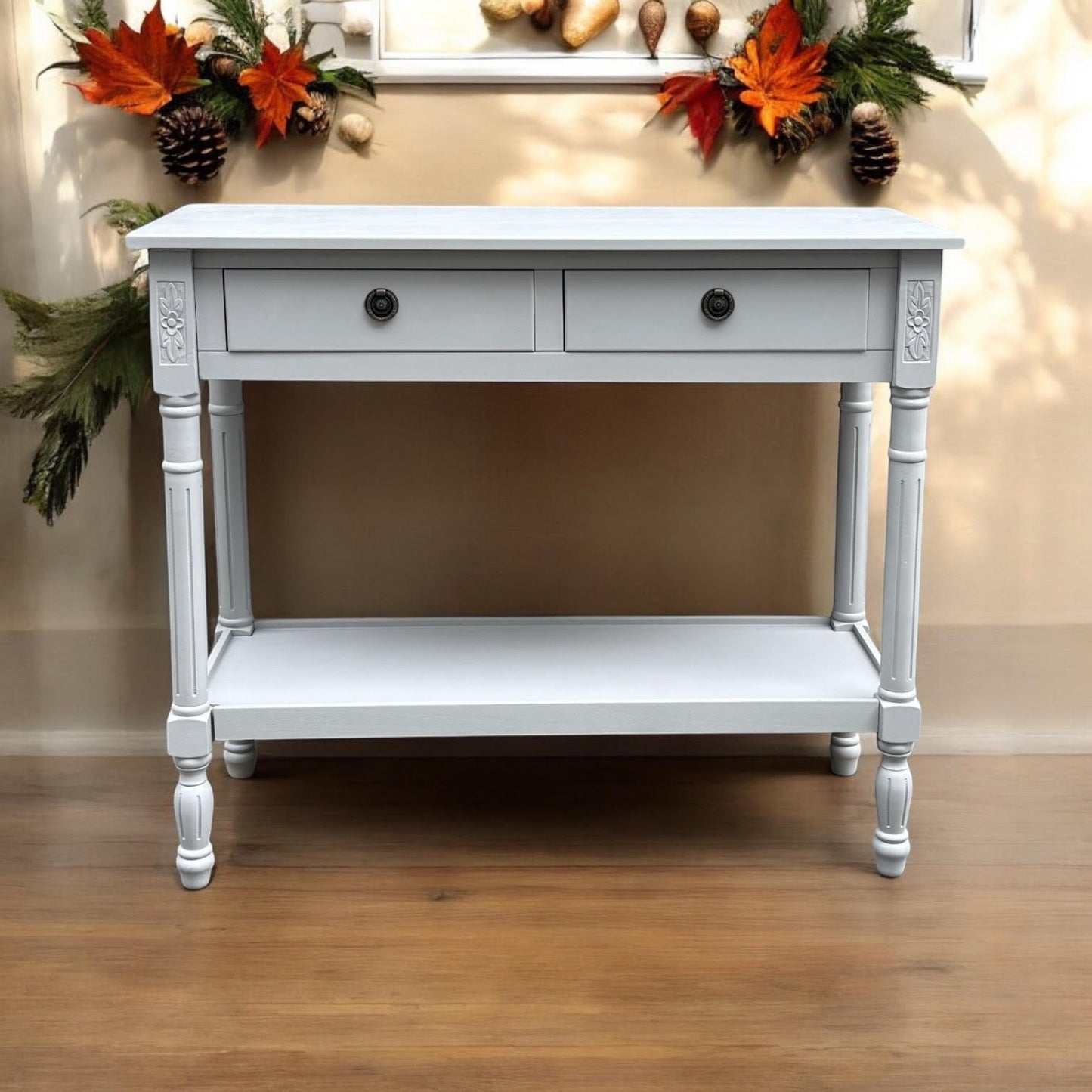90CM 2 DRAWER SIDE TABLE