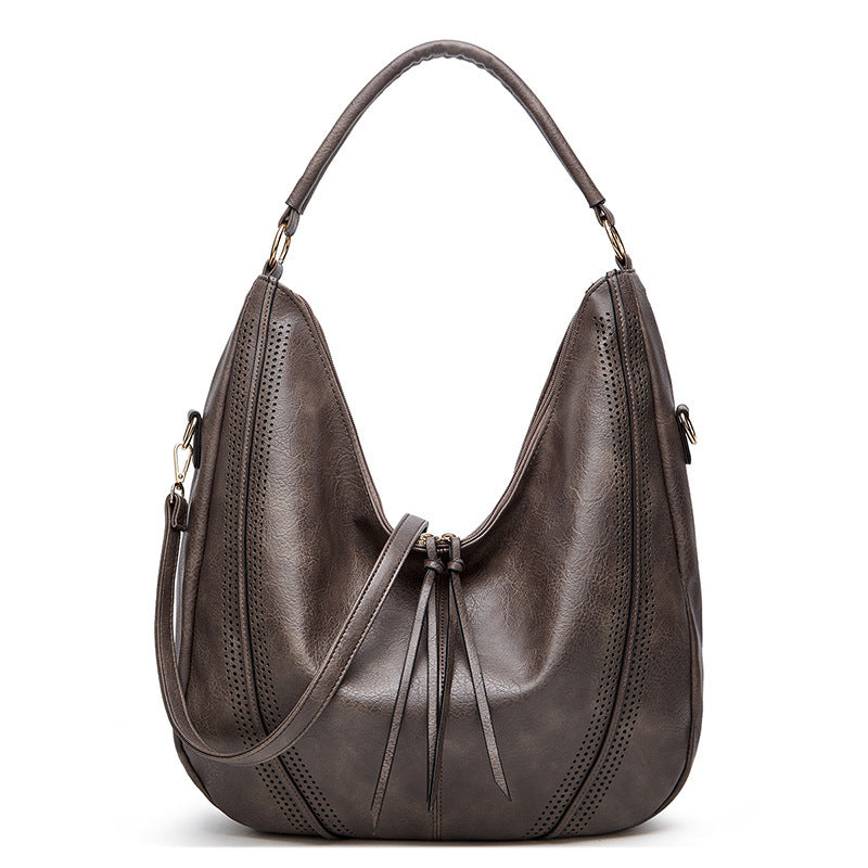 New Trend Retro Large Capacity Tote Shoulder Bag Tassel Hollow One-shoulder Casual Bag Women's Big Bag Casual Bag