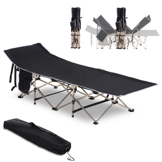 Single Portable Outdoor Military Sleeping Bed Camping Cot Black Outsunny