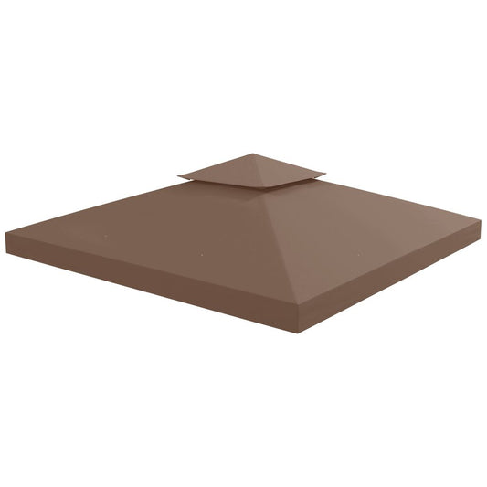Outsunny  3x3 m Double-Tier Canopy Top Replacement-Coffee Coffee 300cm x 300cm