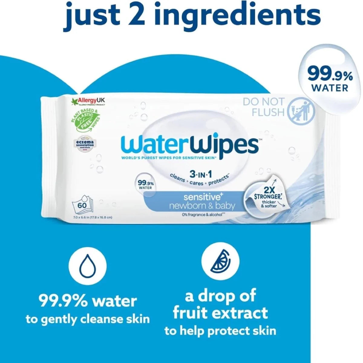 WaterWipes Sensitive Baby Wipes 12x60 pcs
