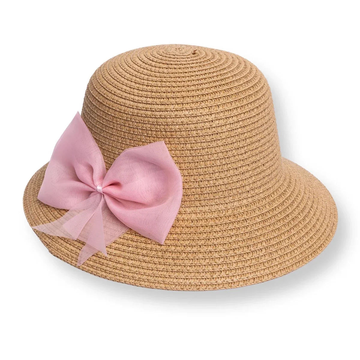 HelloBaby Ribbon Trim Straw Bucket Hat (12 Months to 1-4 Years)