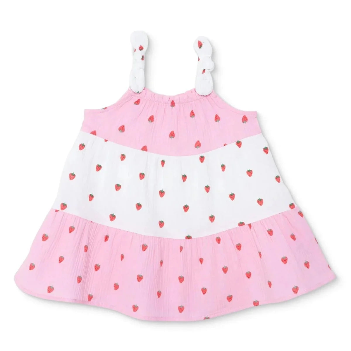 HelloBaby Strawberry Print Crew Neck Short Sleeve Baby Dress (6-9 Months to 4-5 Years)