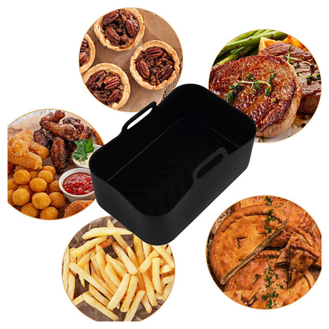 2PCS Square Silicone Pot For NINJA Air Fryer Kitchen BBQ Plate Heating Baking UK