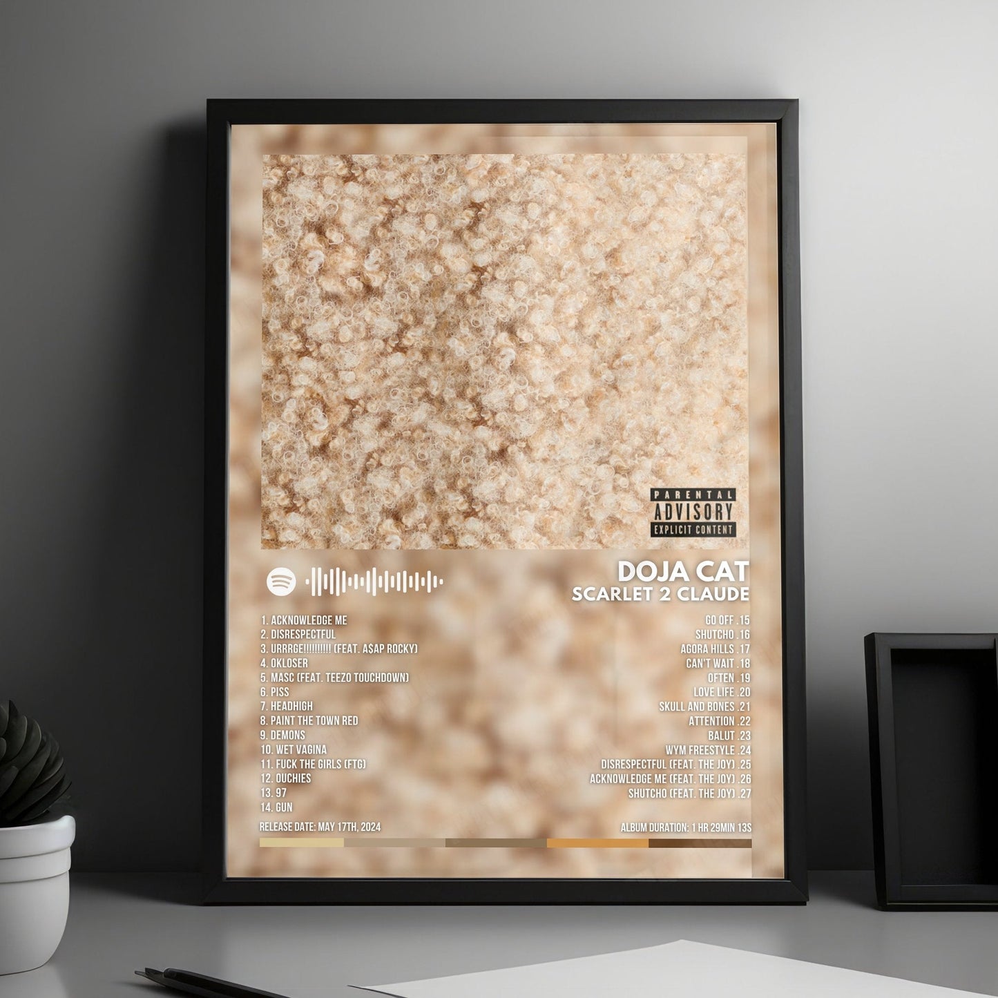 Doja Cat "Scarlet 2 CLAUDE" Album Cover Poster - with Complete Tracklist